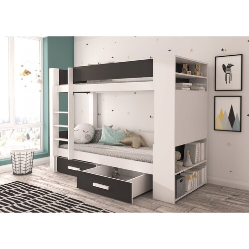 ADRK Pograd GARET za 2 osebi z vzmetnicama 104 cm - BELA-ANTRACIT Cene