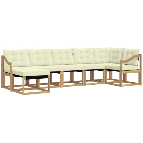 vidaXL Zunanja garnitura za sedenje z blazino 7 pcs Bela in krem, (5000280432) Cene