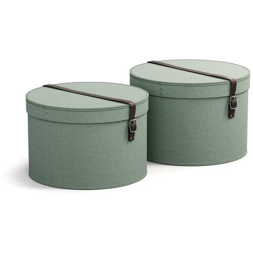 Bigso Box of Sweden Mentolno zelene kartonaste &amp;scaron;katle s pokrovom za shranjevanje v kompletu 2 ks &amp;oslash; 37,5x25,5 cm Rut &amp;ndash; Slike