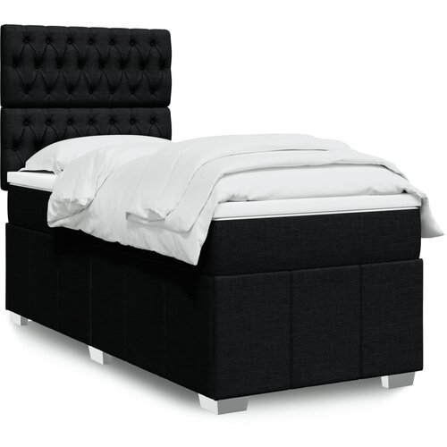 vidaXL Box spring postelja z vzmetnico črn 90x190 cm blago Cene