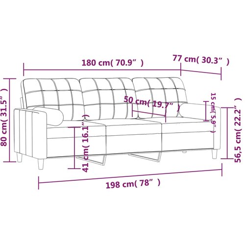  Trosjed s ukrasnim jastucima boja vina 180 cm od tkanine Slike