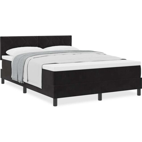 VidaXL Box Spring Bračni Krevet s Madracem Crni 160x200 cm Bar&amp;scaron;un Slike