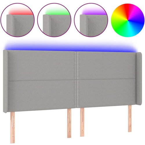 Maison Chic led posteljno vzglavje - vzglavna omarica - nočna omarica svetlo sivo 183x16x118/128 cm blago, (21713256) Cene