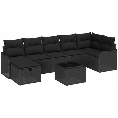  Set sofe 8 kom. 7-Broj sjedala Crna poliratan 55 x 55 x 37 cm Slike