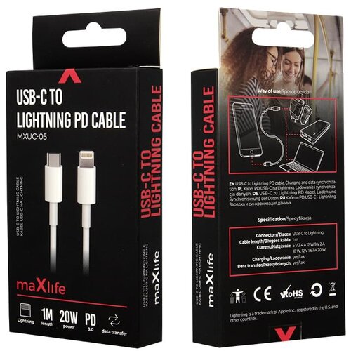 Maxlife usb-c - lightning 8-PIN kabel 20W Slike