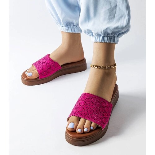  Dark Pink Lacy Slides with Rhinestones Irvine Cijene