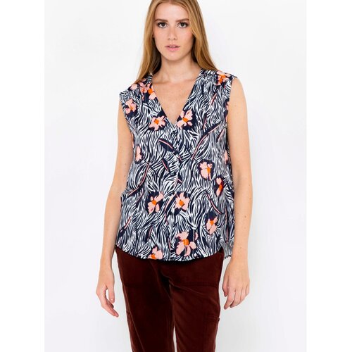 Camaieu Dark Blue Flowered Top - Women Cene
