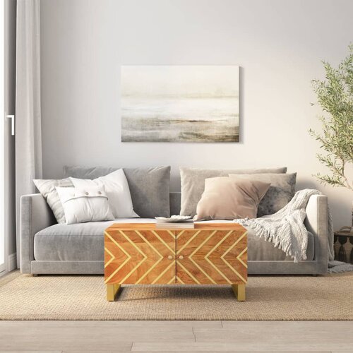  Stolić za kavu smeđe-crni 80x50x40 cm od masivnog drva manga Slike