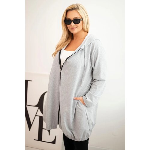 Kesi Women&amp;#039;s Plus Size cotton hoodie with a zipper gray Slike