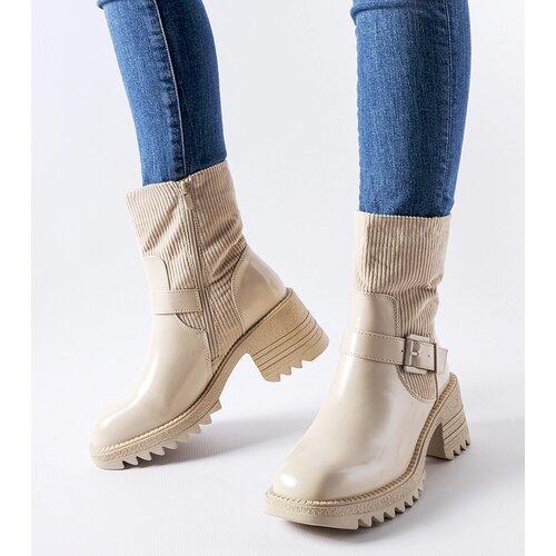 Gemre Beige ankle boots on a chunky heel Castelvetrano Cene
