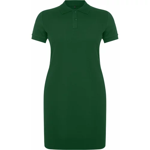 Trendyol Curve Green Polo Neck Mini Knitted Dress