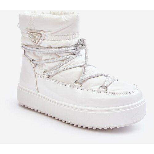 Kesi Women's lace-up platform snow boots, white Fleure Cene