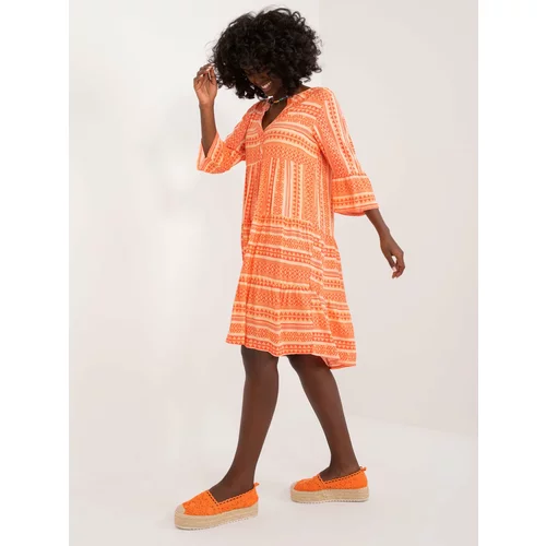 Fashion Hunters Orange boho dress with prints SUBLEVEL