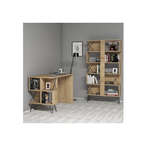 Hanah home Polica 120x78,8x60​cm Hrast-Crna Slike
