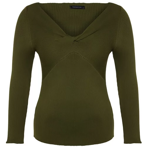 Trendyol Curve Dark Green Collar Detailed Knitwear Sweater