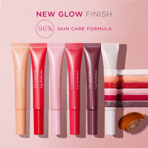 Clarins Lip Perfector Glow sjajilo za usne sa &amp;scaron;ljokicama za usne i lice nijansa 25 mulberry glow 12 ml Slike