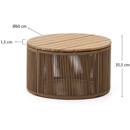Kave Home Okrogla vrtna miza z mizno plo&amp;scaron;čo iz akacije &amp;oslash; 60 cm Dandara - Slike