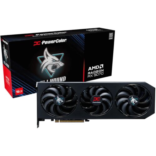Power Color graficka karta hellhound RX9070 16G-L/OC AMD/16GB/GDDR6/256bit/crna Slike