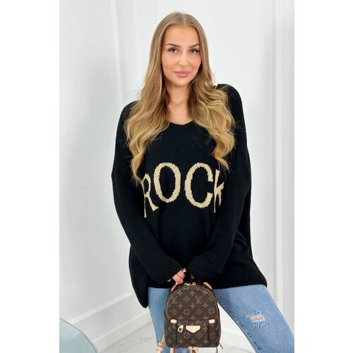 Kesi Sweater with the inscription Rock black Slike
