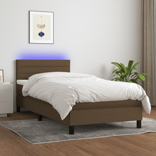 The Living Store Box spring postelja z vzmetnico LED temno rjava 80x200 cm blago - Box Spring Postelja, (21520684) Slike