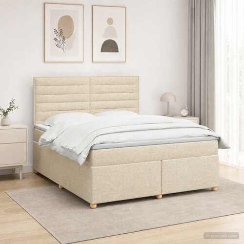  Boxspring krevet s madracem Krem 140 x 200 cm Tkanina - Krem 140 x 200 cm Dizajn linija Slike