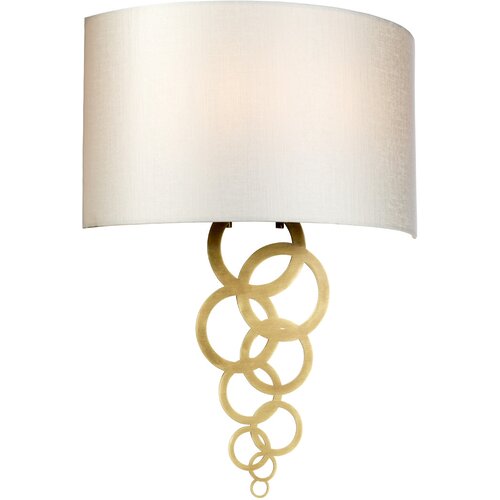 Elstead Lighting Elstead Stenska svetilka Curtis z dvema velikima lučema, starana medenina, senčnik iz umetne svile v barvi slonovine, (22098963) Cene