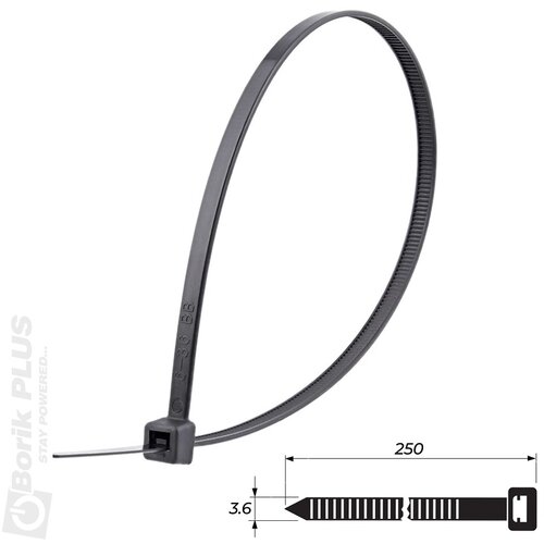 VATPAN Vezice za kablove 100 kom, 250&amp;times;3.6 mm CRNE Slike