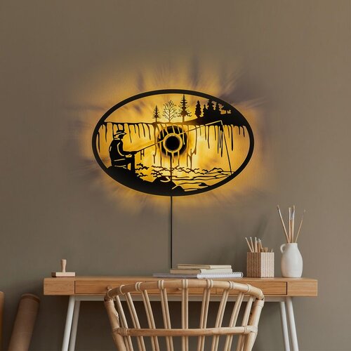 Opviq man fishing black wall lamp Cene