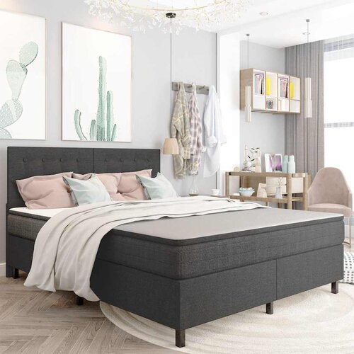 Krevet od tkanine s oprugama tamnosivi 180 x 200 cm Slike