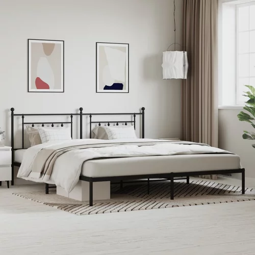 vidaXL Kovinski posteljni okvir z vzglavjem črn 200x200 cm