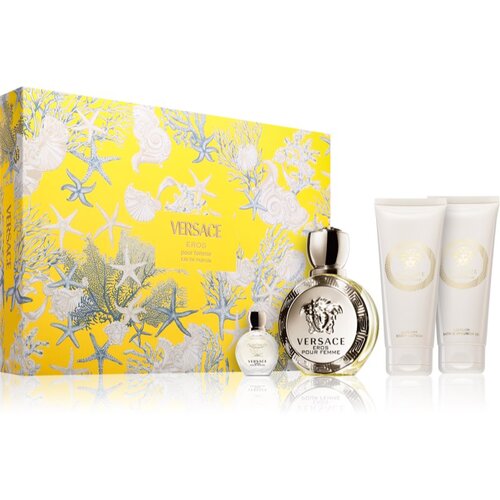 Versace Poklon set za žene Eros Pour Femme EDP, 100ml + Gel za tuširanje, 100ml + Losion za telo, 100ml + EDP, 5ml Cene