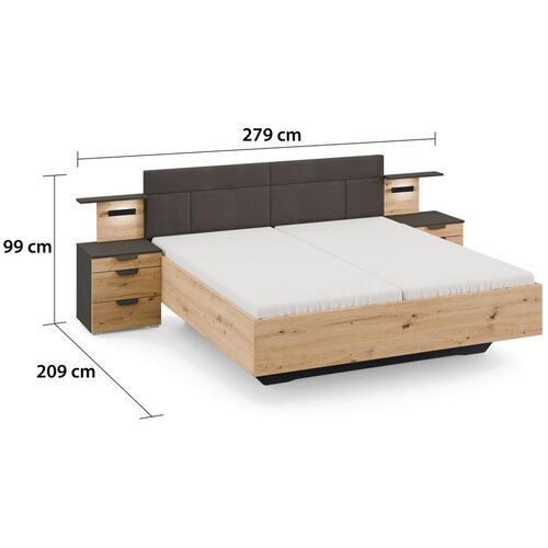 Premium Living Postelja Karpo, Siva, Barva Hrasta, 180x200 Slike