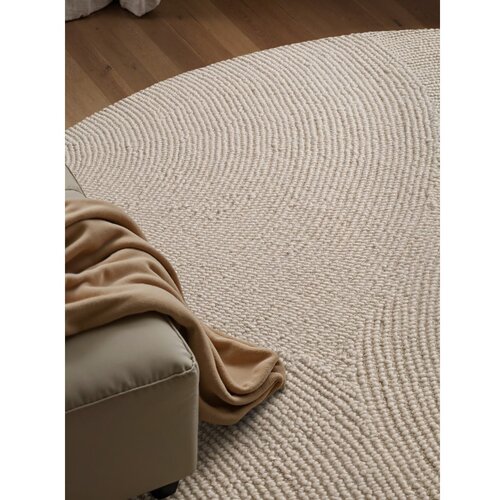 Hanse Home Ručno rađen vunen okrugli tepih u svijetloj prirodnoj boji &amp;oslash; 200 cm Eleni Natural White &amp;ndash; Slike