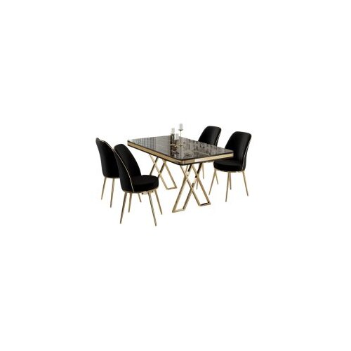 Hanah home Set Trpezarijski sto i 4 stolice, crna Slike