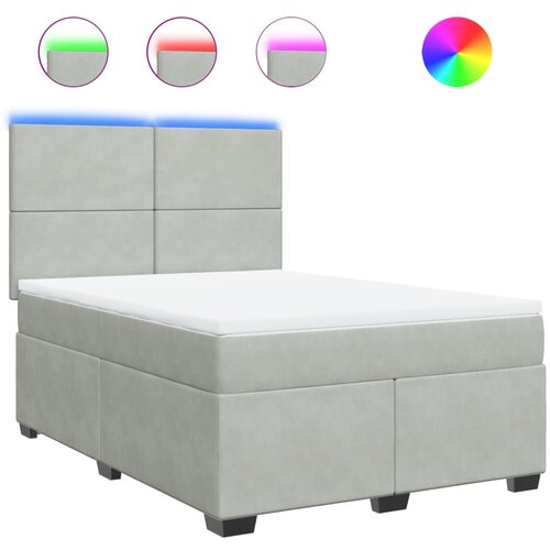 VidaXL Box spring postelja z vzmetnico svetlo siva 140x200 cm žamet, (21304877) Slike