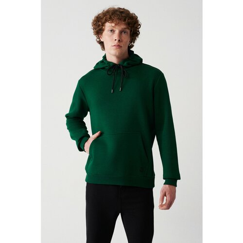Avva Green Unisex Sweatshirt Hooded With Fleece Inner Collar 3 Thread Cotton Standard Fit Regular Cut Slike