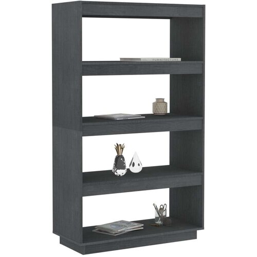 VidaXL knjižna omara za razdelitev prostora siva 80x35x135 cm borovina Slike