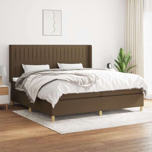  Box spring postelja z vzmetnico temno rjav 200x200 cm blago, (20901197) Slike
