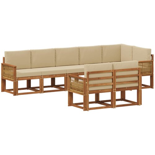 vidaXL Zunanja garnitura za sedenje 8 pcs Naravna in bež Poliester, (5000280519) Cene