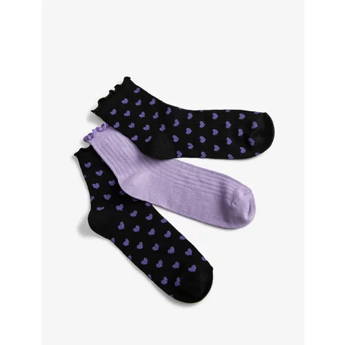 Koton Heart Socket Socks Set of 3 with Ruffle Detail