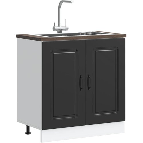 vidaXL Osnovna omarica za umivalnik Kalmar črna 80x46x81,5 cm Cene