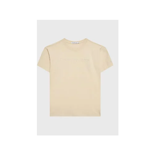 Calvin Klein Jeans Majica Embroidery Logo IB0IB01563 Bež Regular Fit
