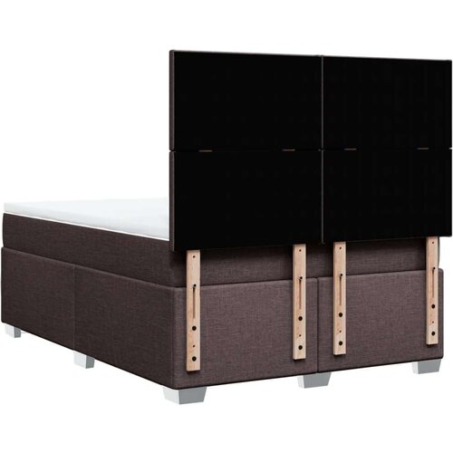 VidaXL Krevet s oprugama i madracem tamnosmeđi 140 x 190 cm od tkanine Slike