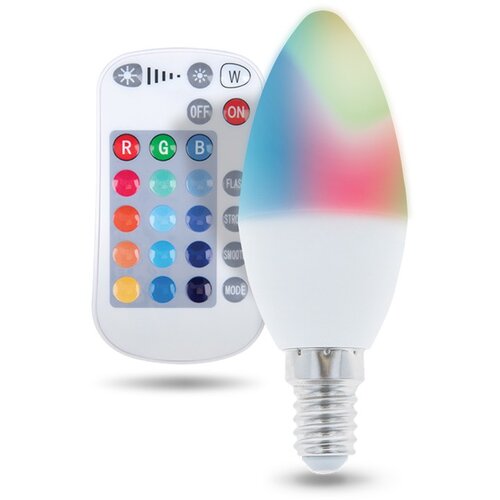 Forever LED barvna žarnica - sijalka RGB E14 5W , od bele do temno modre barve z daljincem Slike