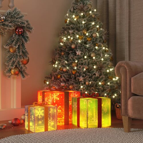 VidaXL Osvetljene božične &amp;scaron;katle 3 kosi 64 LED toplo bela Slike