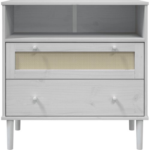  Komoda SENJA bijela izgled ratana 80x40x80 cm masivna borovina Slike