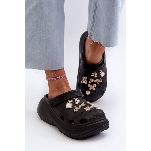 Kesi Women&amp;#039;s lightweight foam slippers with thick sole and studs, black Effiora Slike