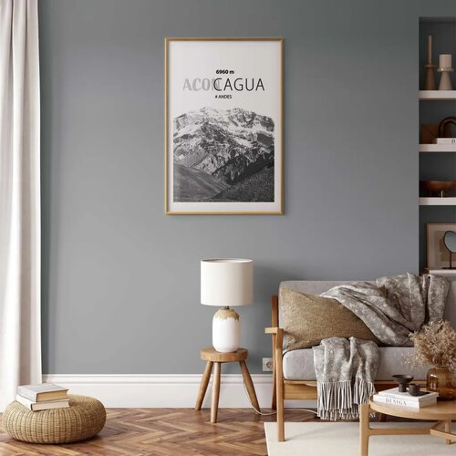  Plakat - The majestic peak of Aconcagua mountain crown mountain landscape 21x30 Zlatni okvir s margom Slike