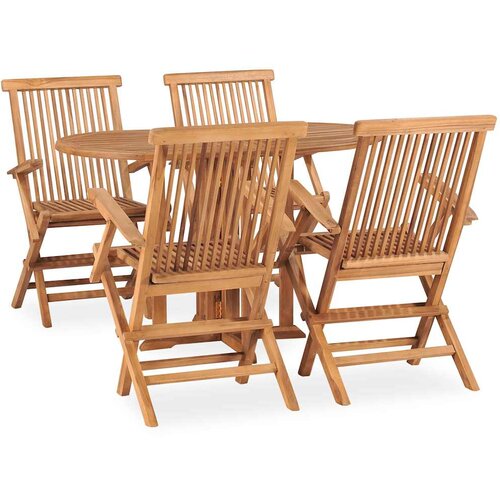  5-dijelni sklopivi vrtni blagovaonski set od masivne tikovine Smeđa 120 x 70 x 75 cm Cijene