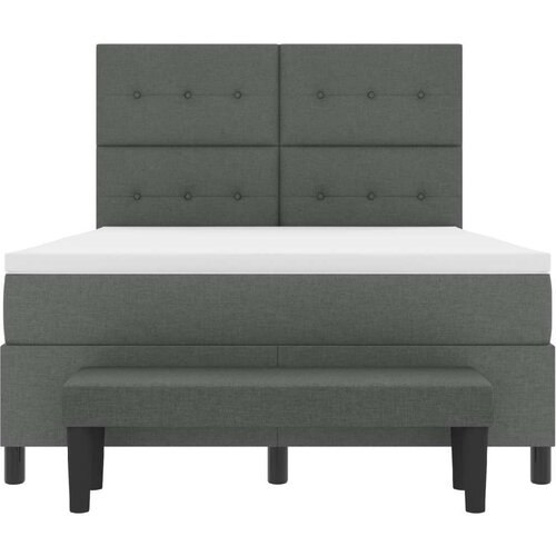 Box Spring krevet s madracem i klupom tamno siva 160x200 cm tkanina Slike